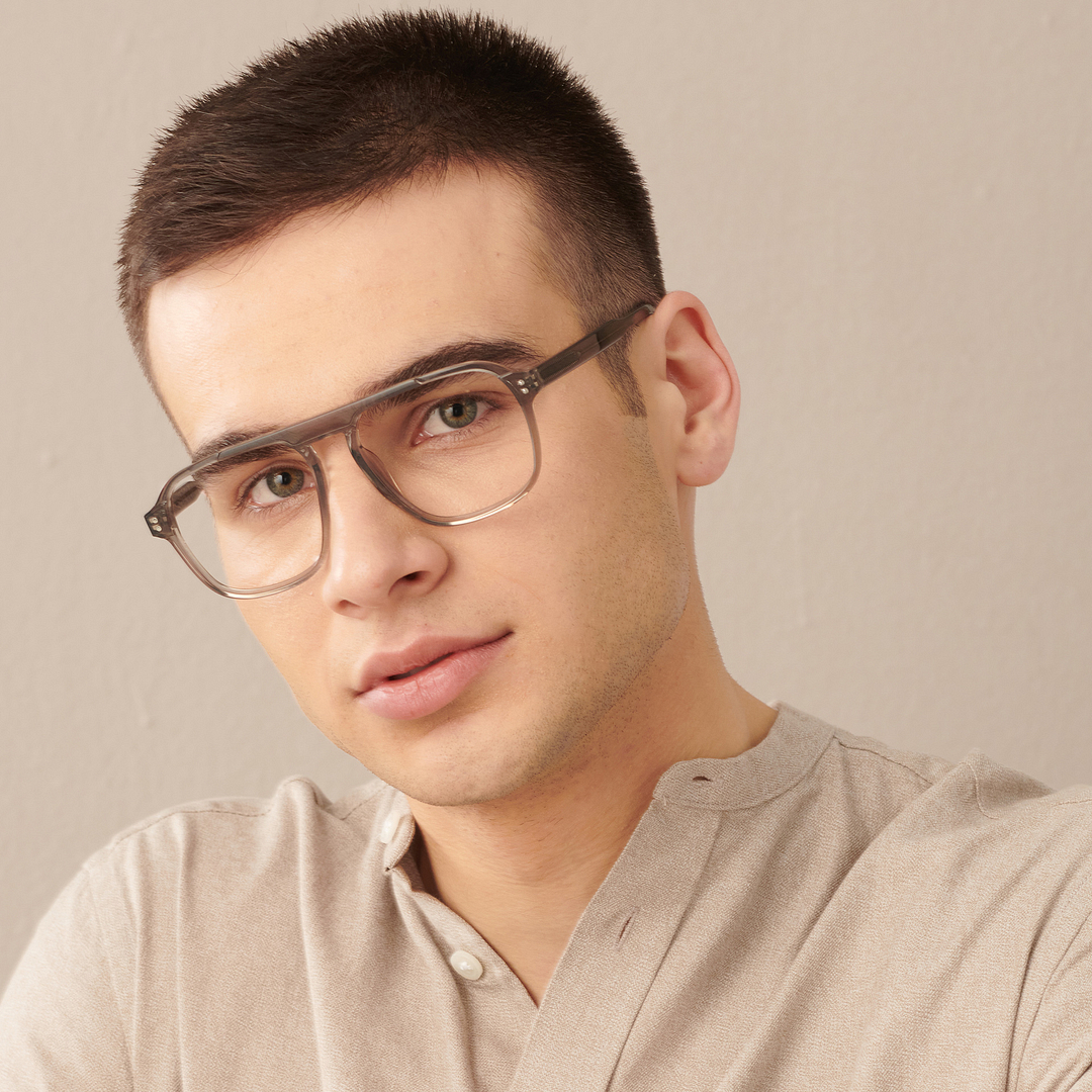 John Jacobs Online Gray Transparent Full Rim Square left side