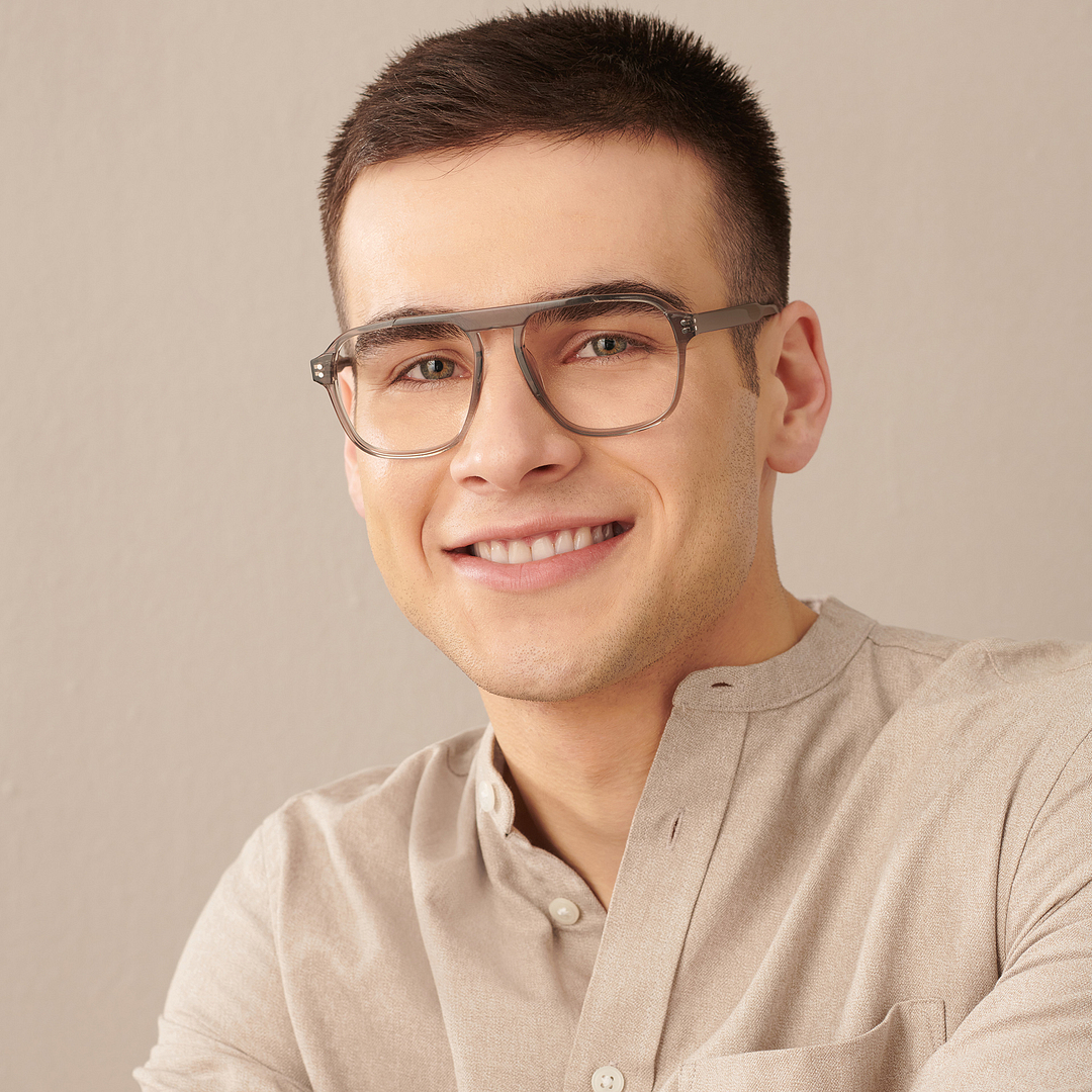 John Jacobs Online Gray Transparent Full Rim Square right side