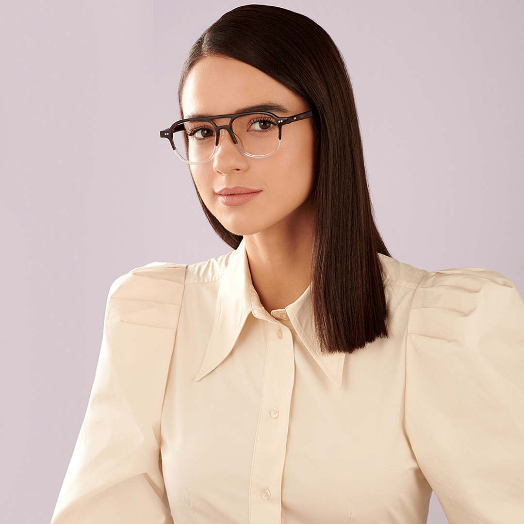 John Jacobs Online Tortoise Transparent Full Rim Aviator left side