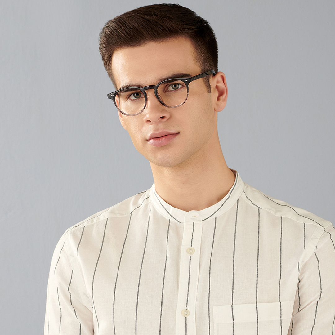 John Jacobs Online Gray Full Rim Round left side