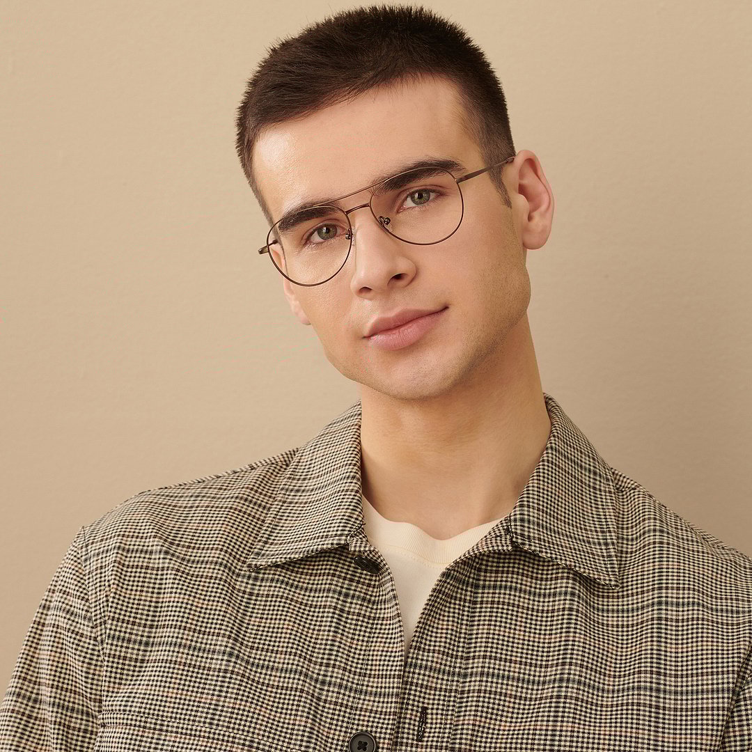 John Jacobs Online Light Brown Full Rim Aviator right side