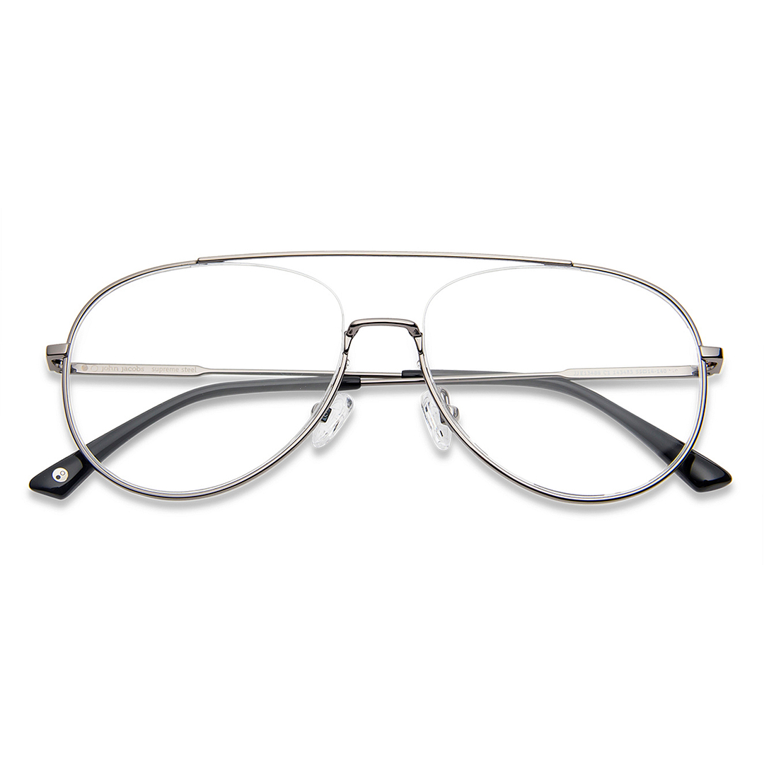 John Jacobs Online Gunmetal Full Rim Aviator left side