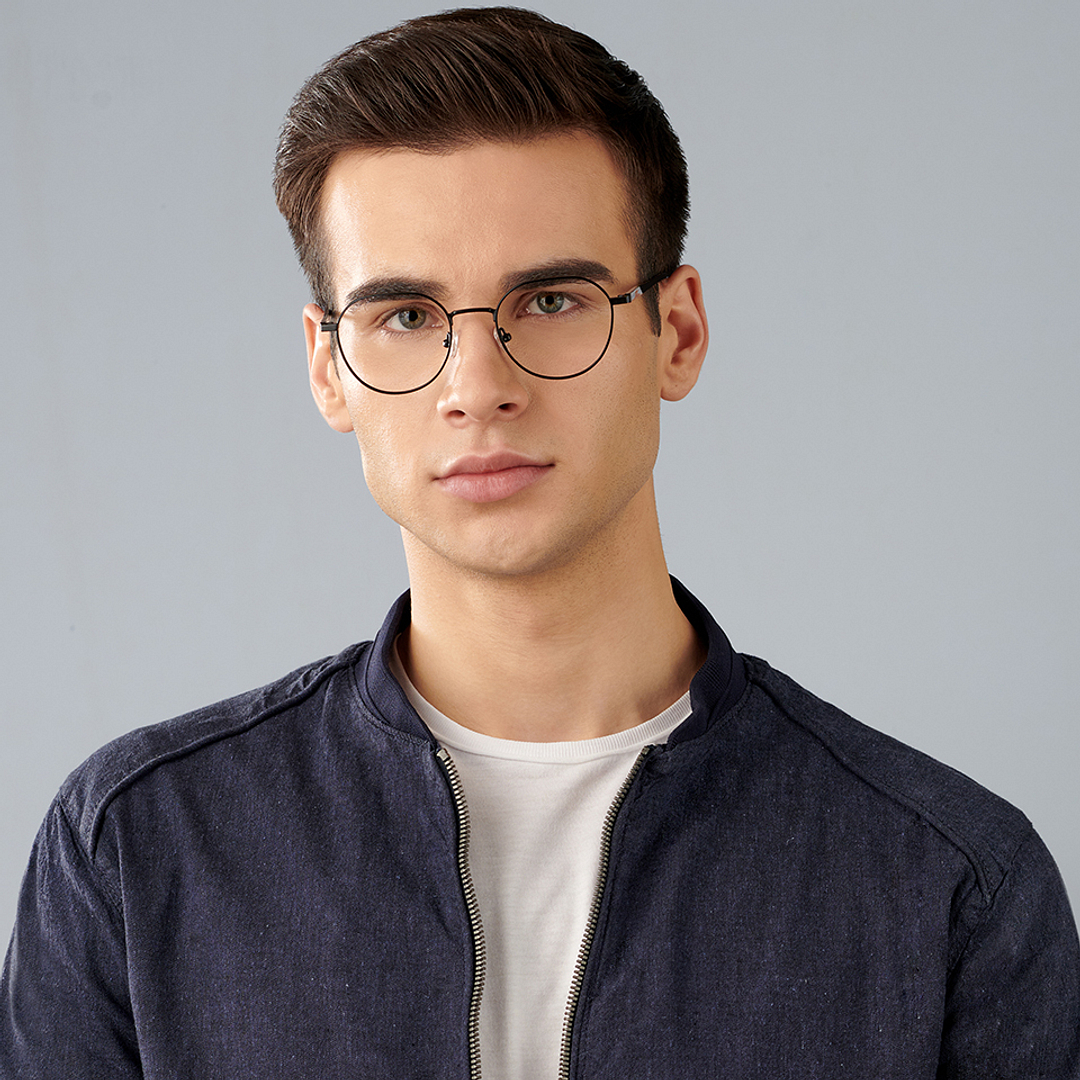 John Jacobs Online Black Full Rim Hexagonal left side