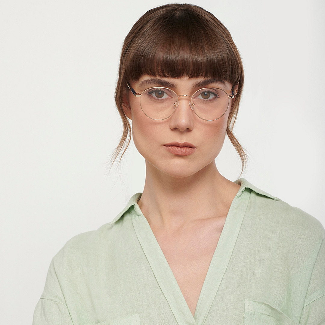 John Jacobs Online Gold Full Rim Round left side