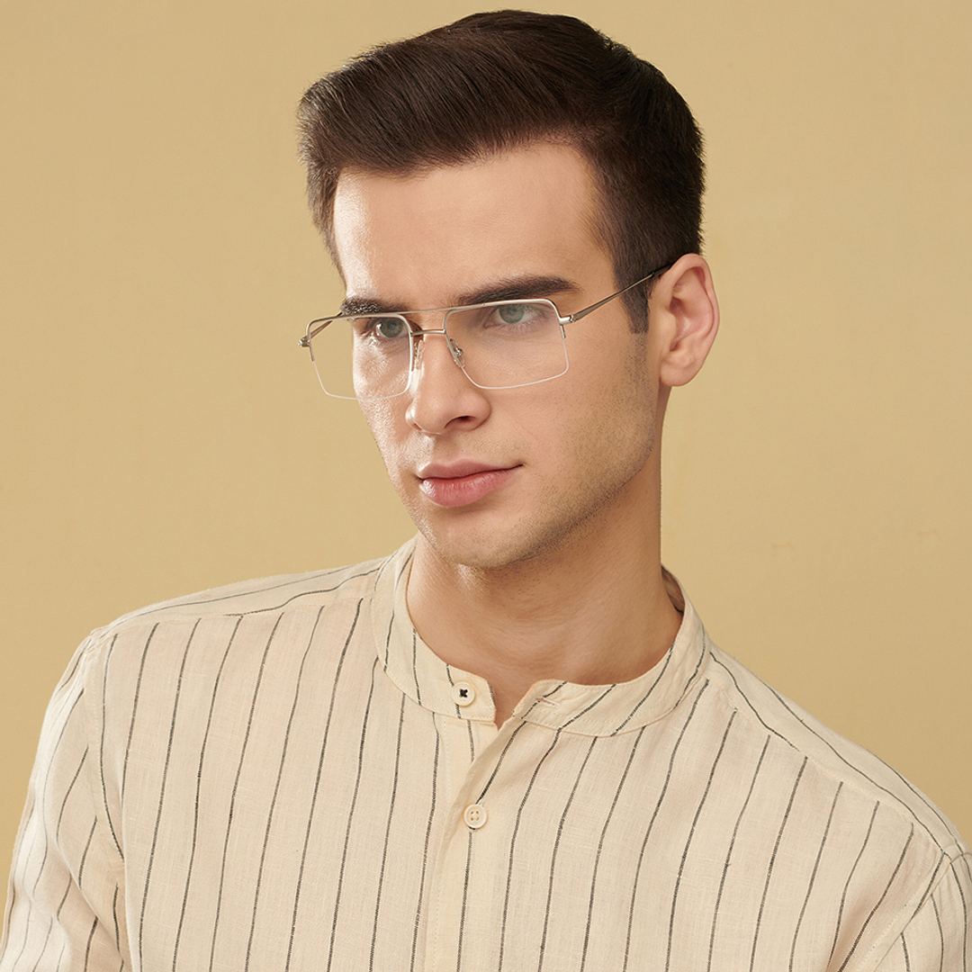 John Jacobs Silver Half Rim Square left side