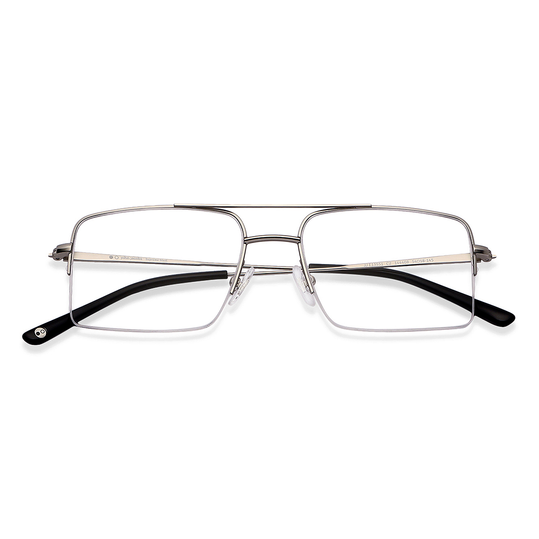 John Jacobs Silver Half Rim Square left side