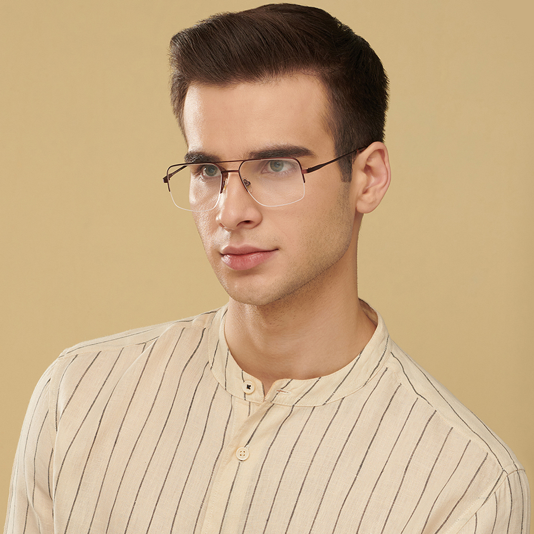 John Jacobs Online Light Brown Half Rim Square left side