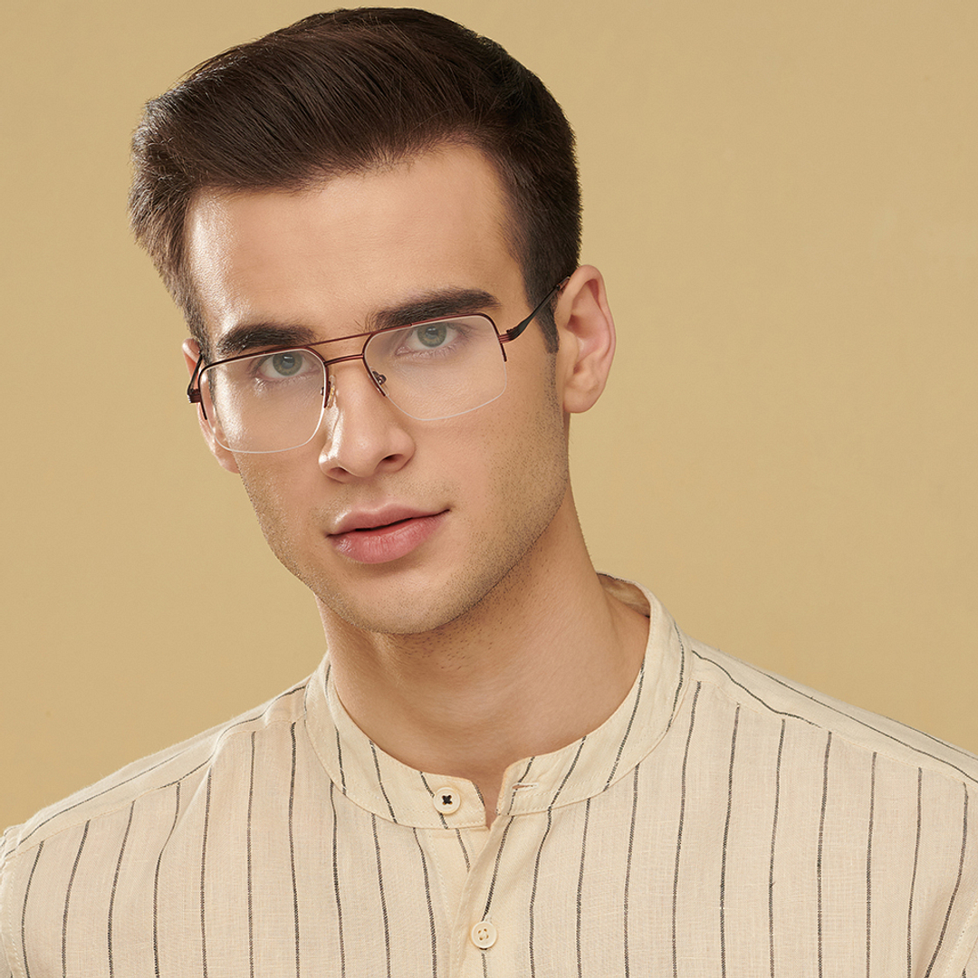 John Jacobs Online Light Brown Half Rim Square right side