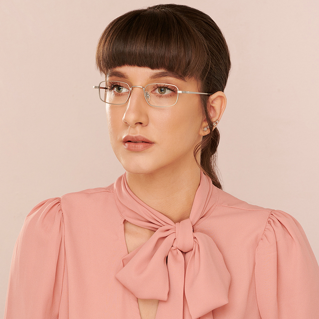 John Jacobs Silver Full Rim Rectangle left side