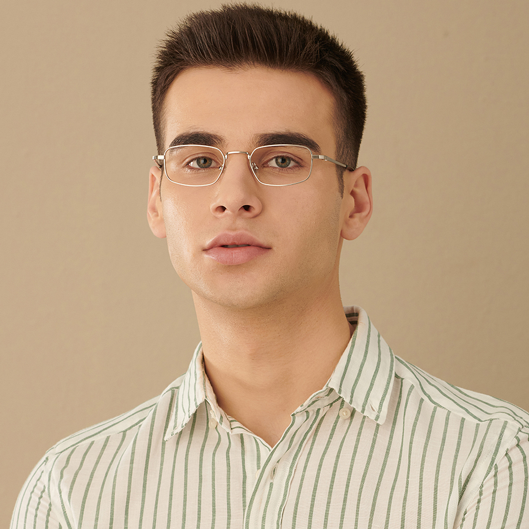 John Jacobs Silver Full Rim Rectangle right side