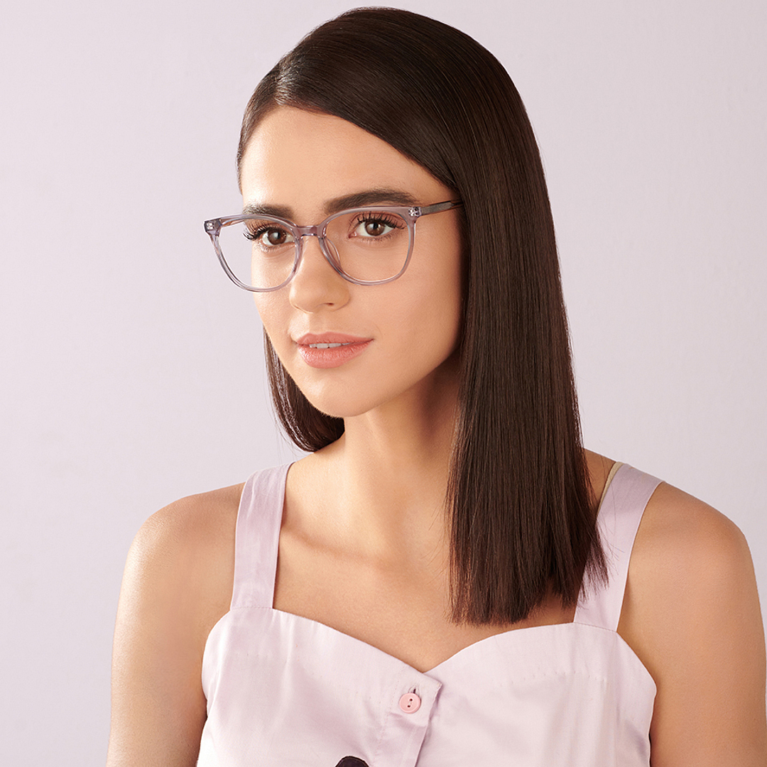 John Jacobs Online Gray Transparent Full Rim Square left side