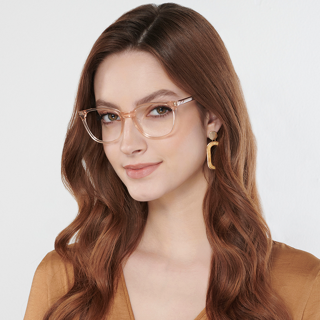 John Jacobs Online Pink Transparent Full Rim Square left side