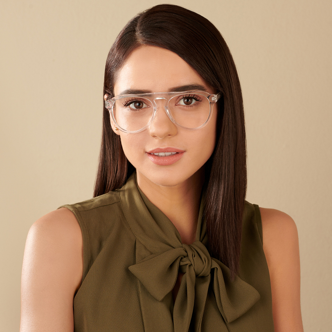 John Jacobs Online Crystal Transparent Full Rim Aviator left side