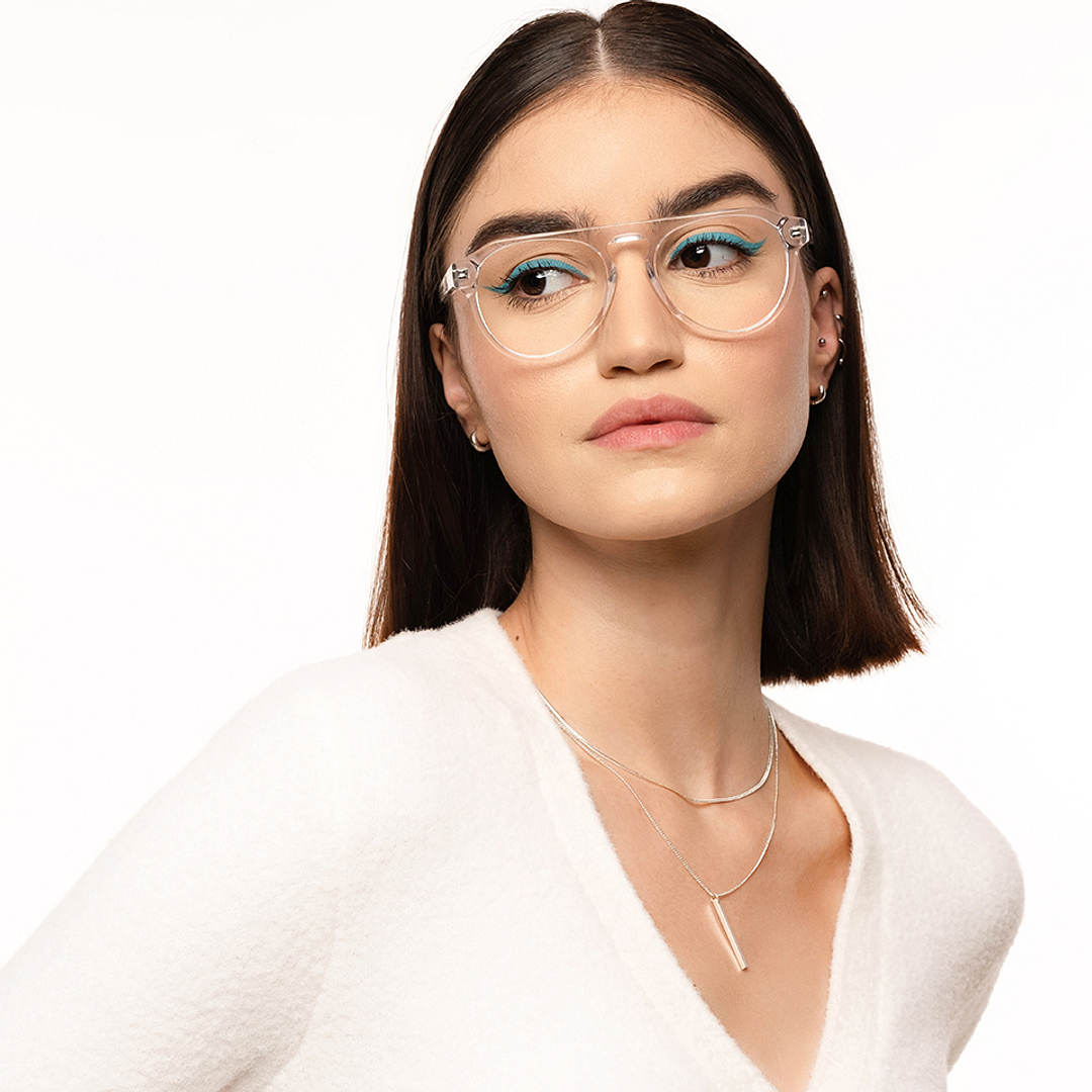 John Jacobs Crystal Transparent Full Rim Aviator left side