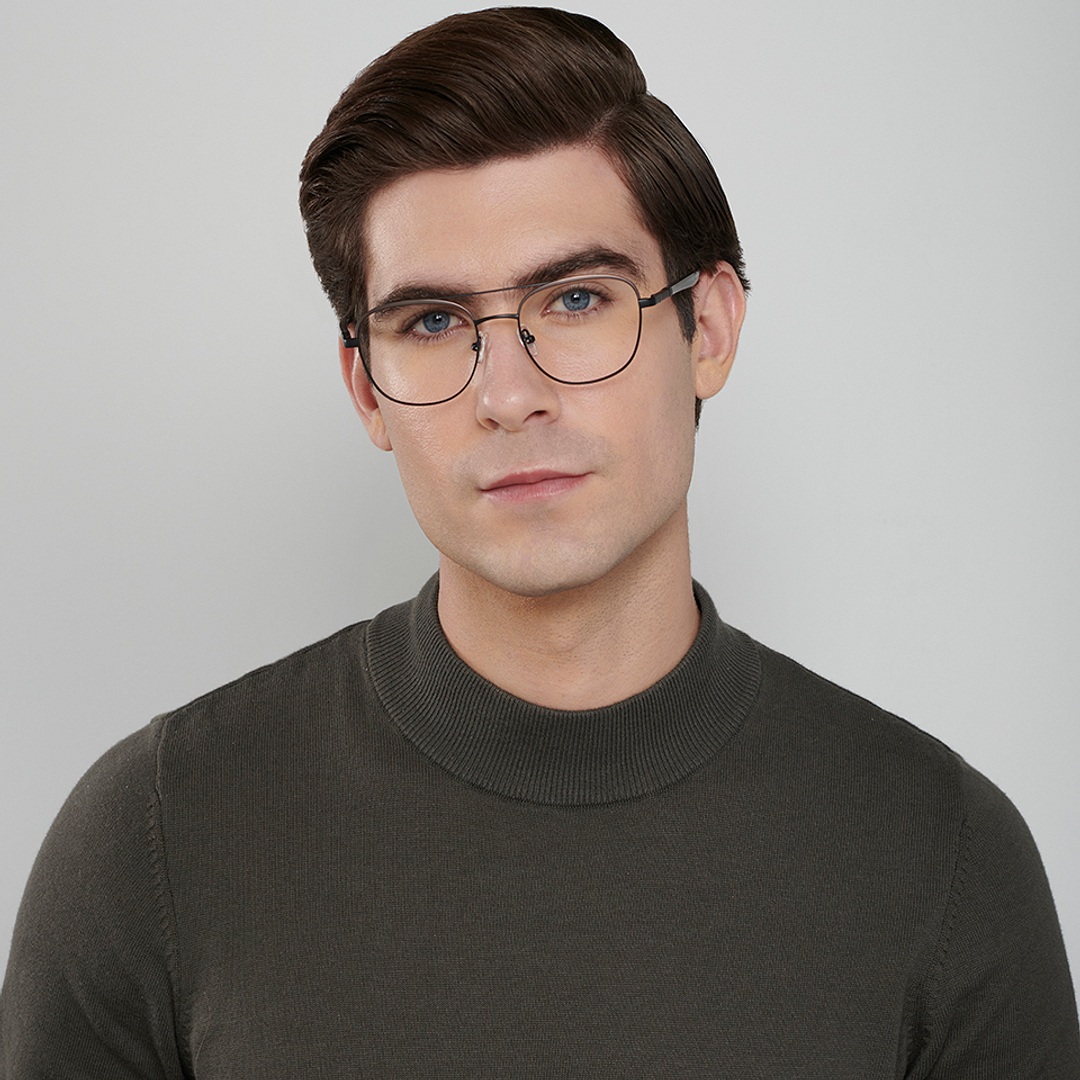 John Jacobs Online Dark Gunmetal Full Rim Square left side