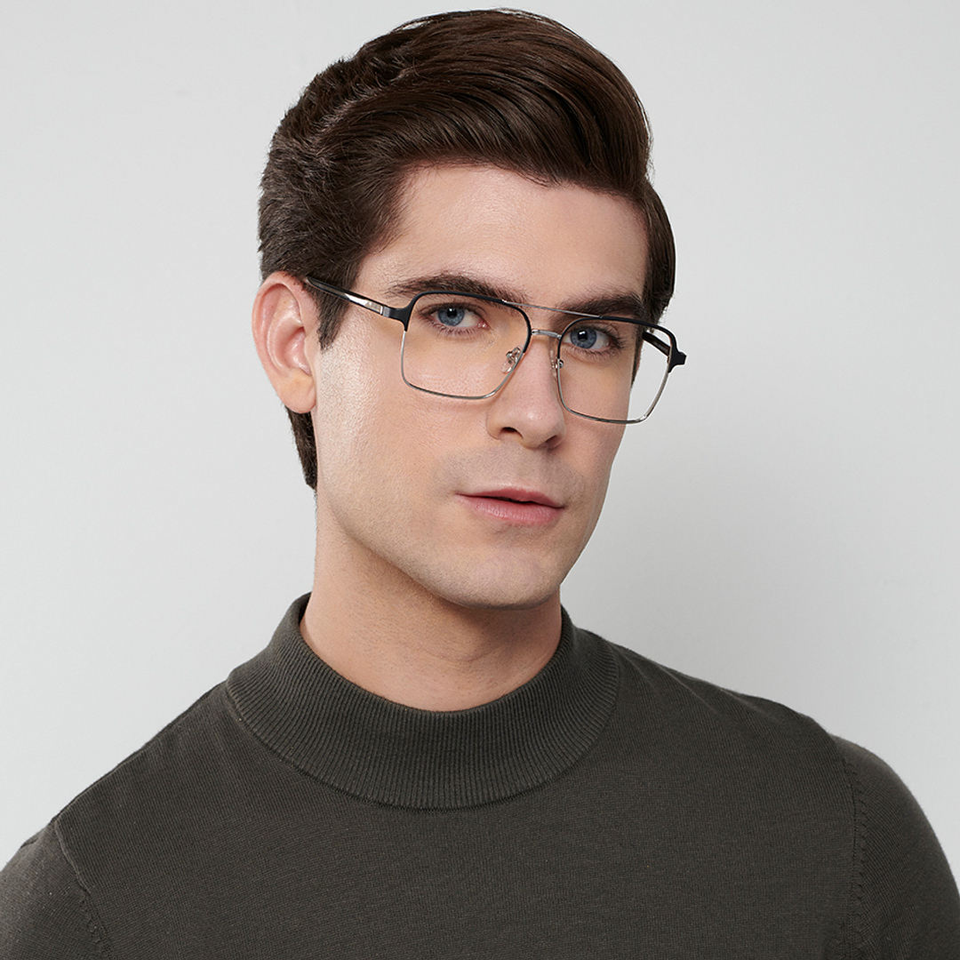 John Jacobs Dark Gunmetal Full Rim Square right side