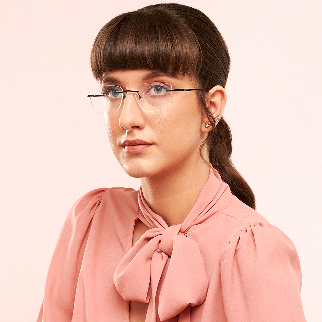 John Jacobs Online Black Rimless Rectangle left side