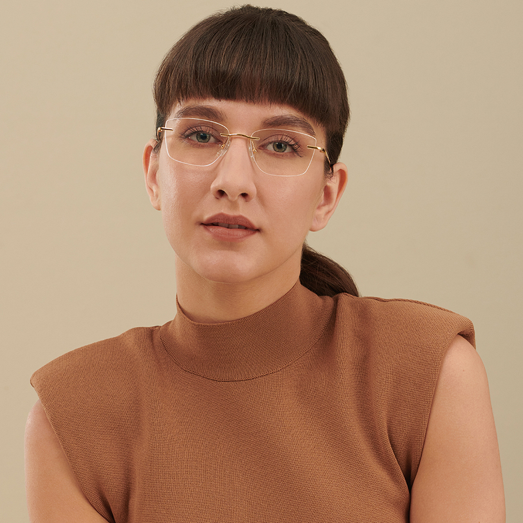 John Jacobs Gold Rimless Rectangle left side