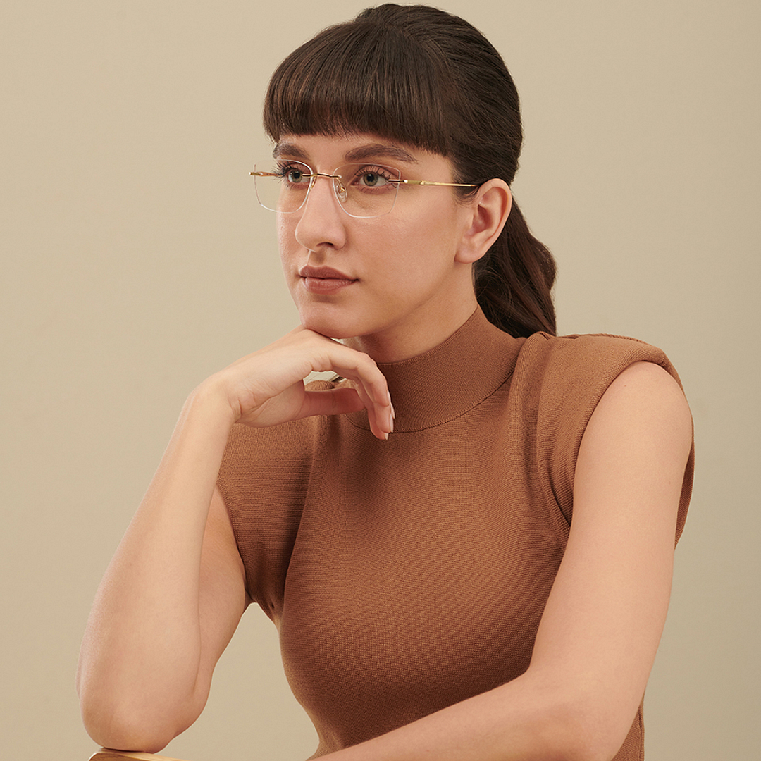 John Jacobs Gold Rimless Rectangle right side