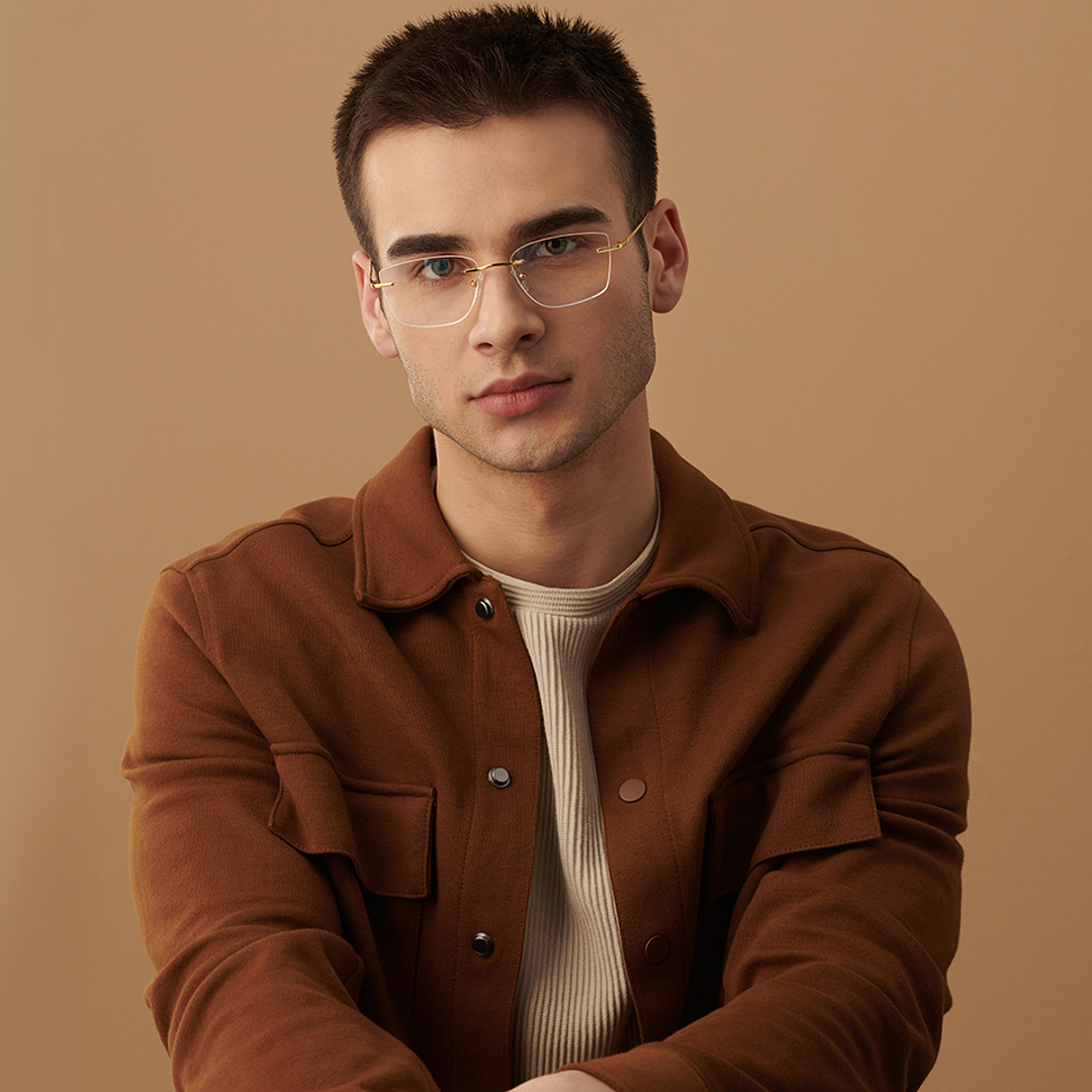 John Jacobs Gold Rimless Rectangle right side