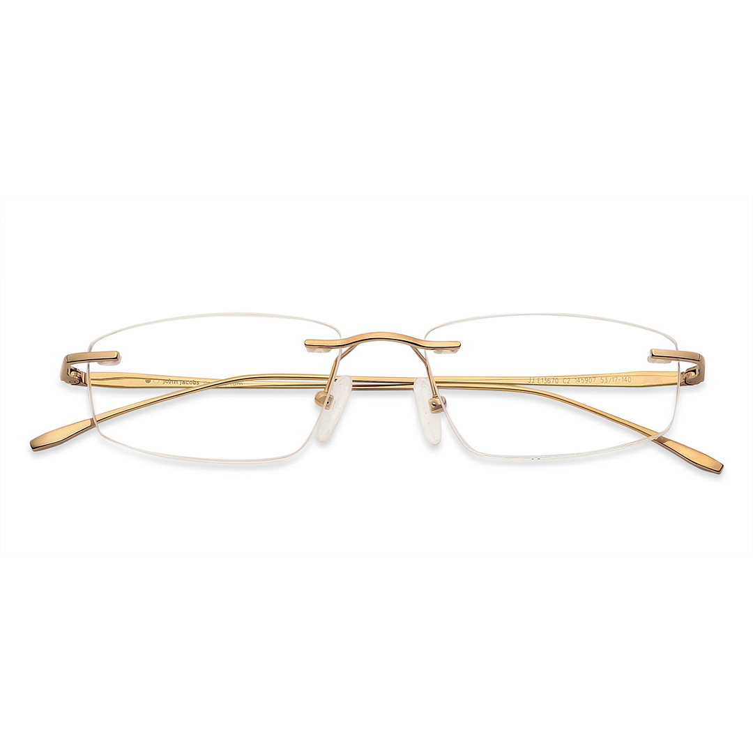 John Jacobs Online Gold Rimless Rectangle left side