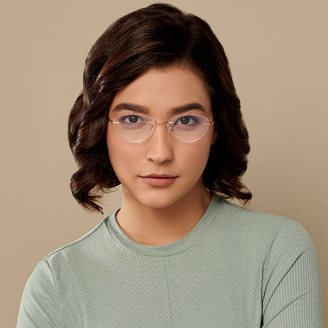 John Jacobs Rose Gold Rimless Round left side