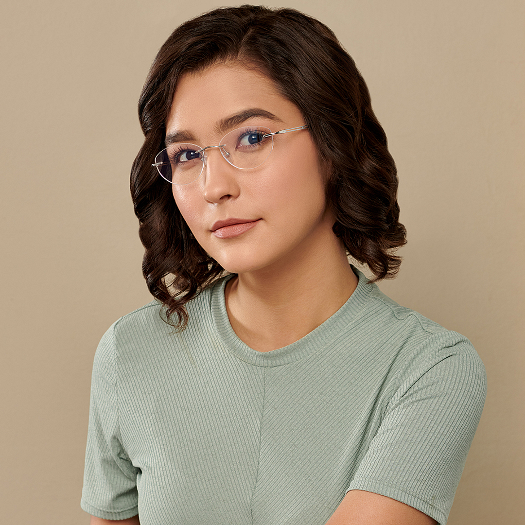 John Jacobs Silver Rimless Round left side