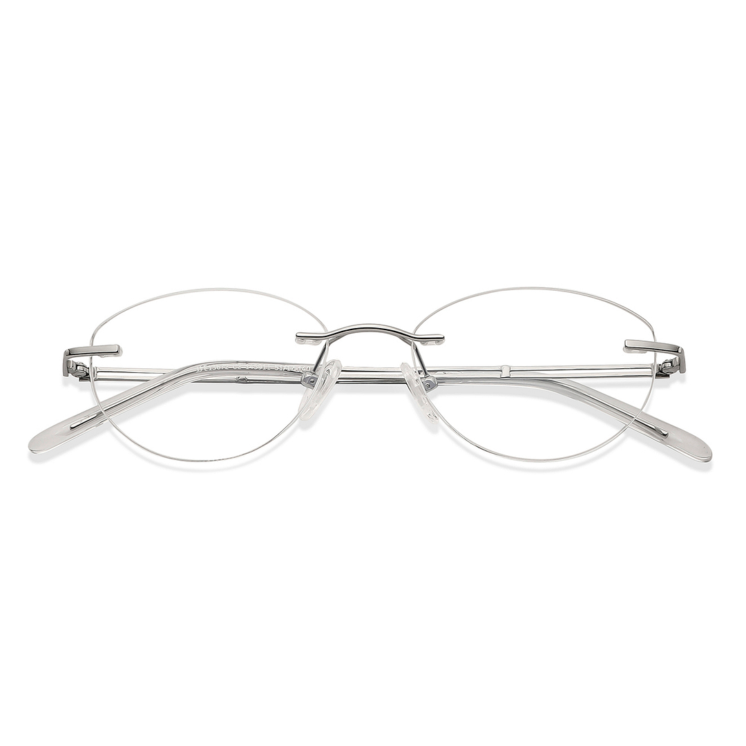 John Jacobs Silver Rimless Round left side