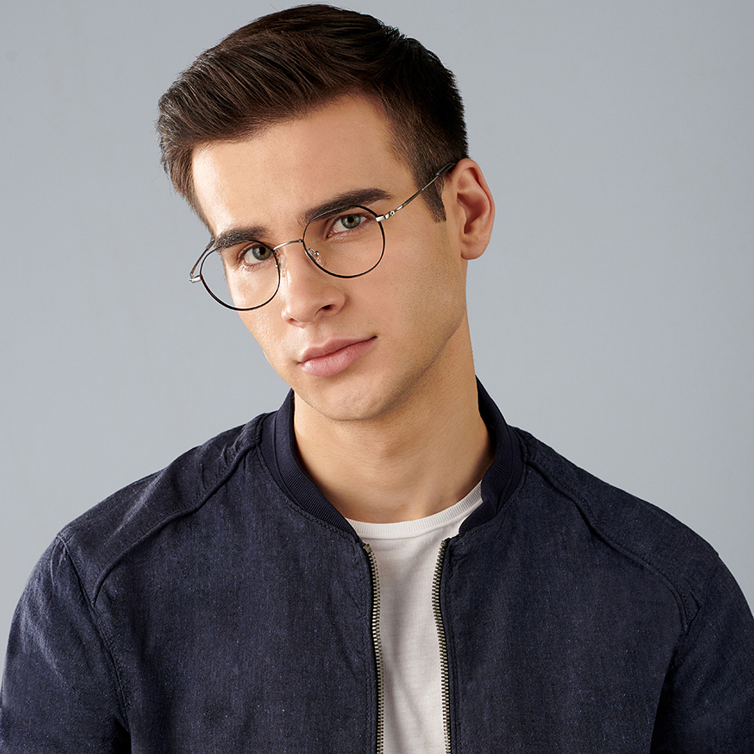 John Jacobs Dark Gunmetal Full Rim Round left side