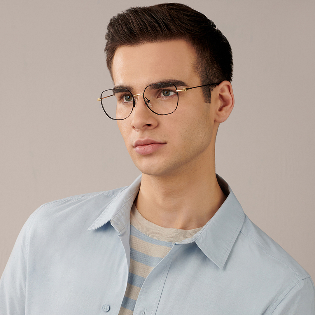 John Jacobs Online Black Full Rim Geometric left side