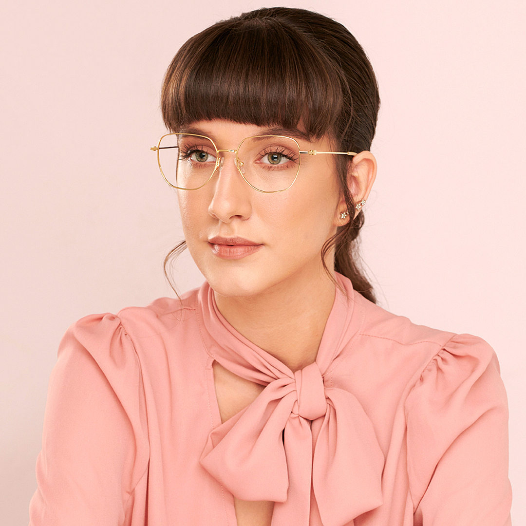 John Jacobs Online Gold Full Rim Geometric left side