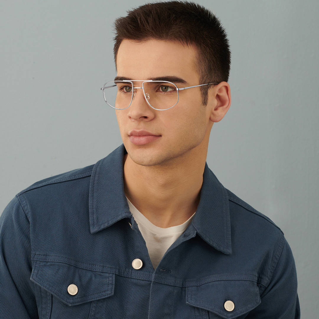 John Jacobs Online Silver Full Rim Square left side