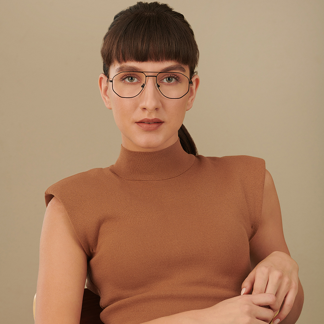 John Jacobs Online Black Full Rim Aviator left side