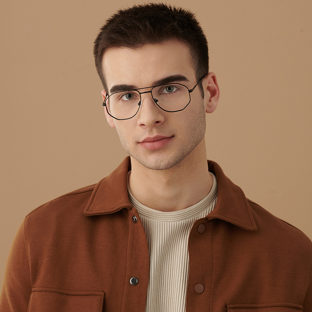 John Jacobs Online Black Full Rim Aviator right side