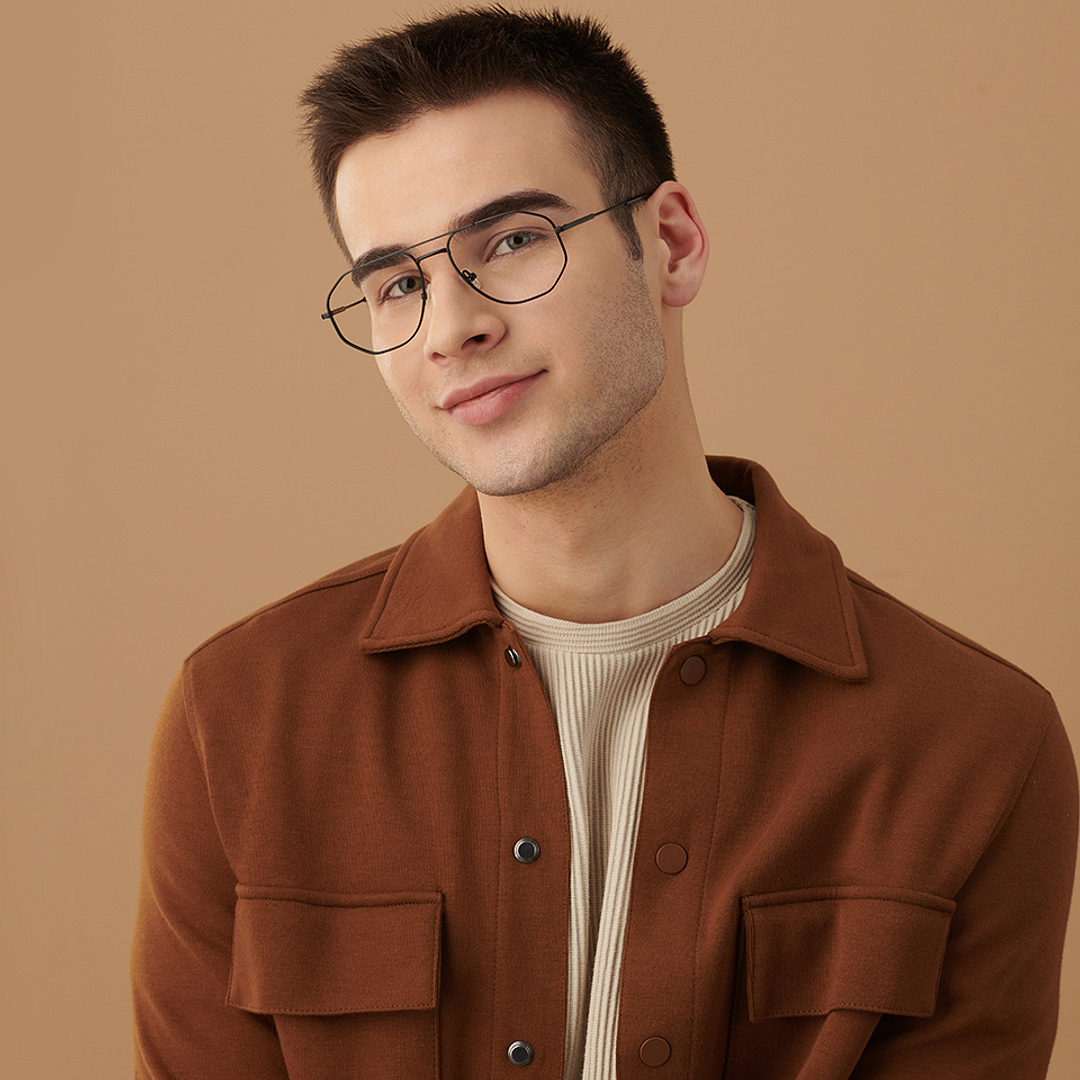 John Jacobs Online Black Full Rim Aviator left side