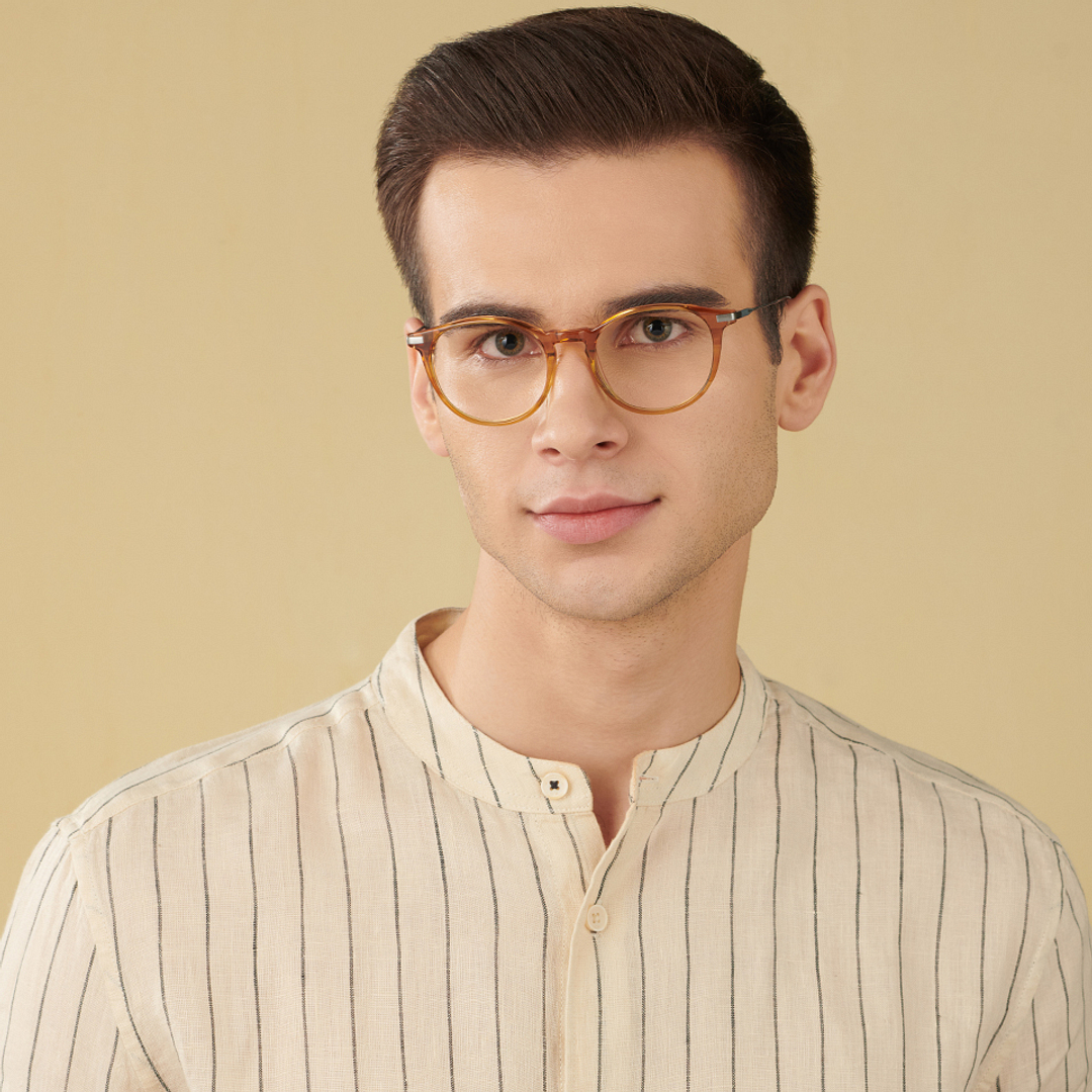 John Jacobs Light Brown Full Rim Round left side