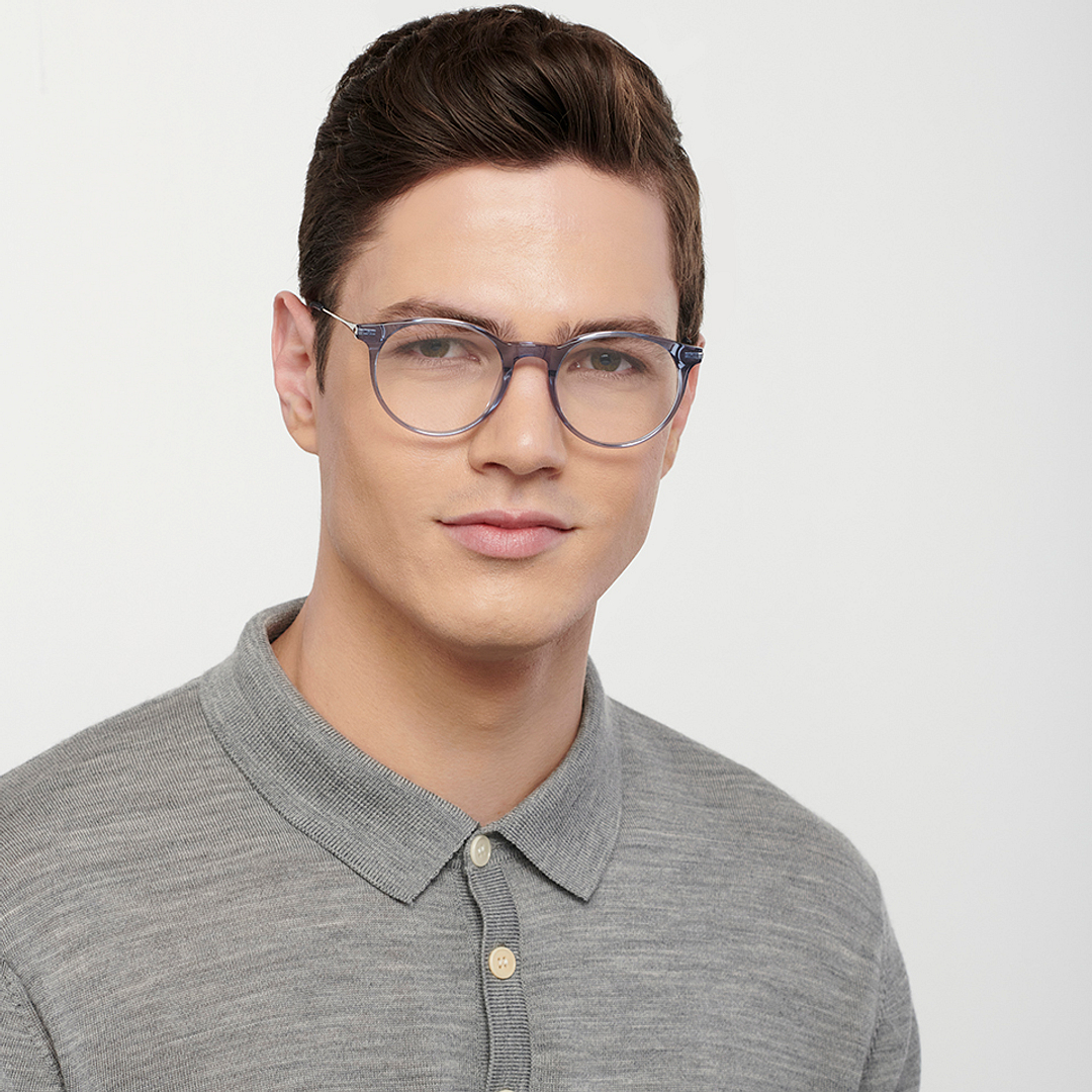 John Jacobs Online Blue Transparent Full Rim Round left side