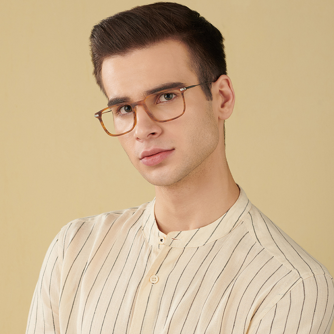 John Jacobs Light Brown Full Rim Square left side