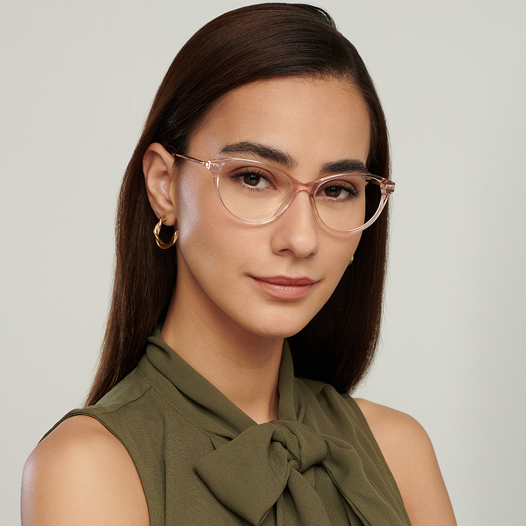 John Jacobs Pink Transparent Full Rim Cat Eye left side