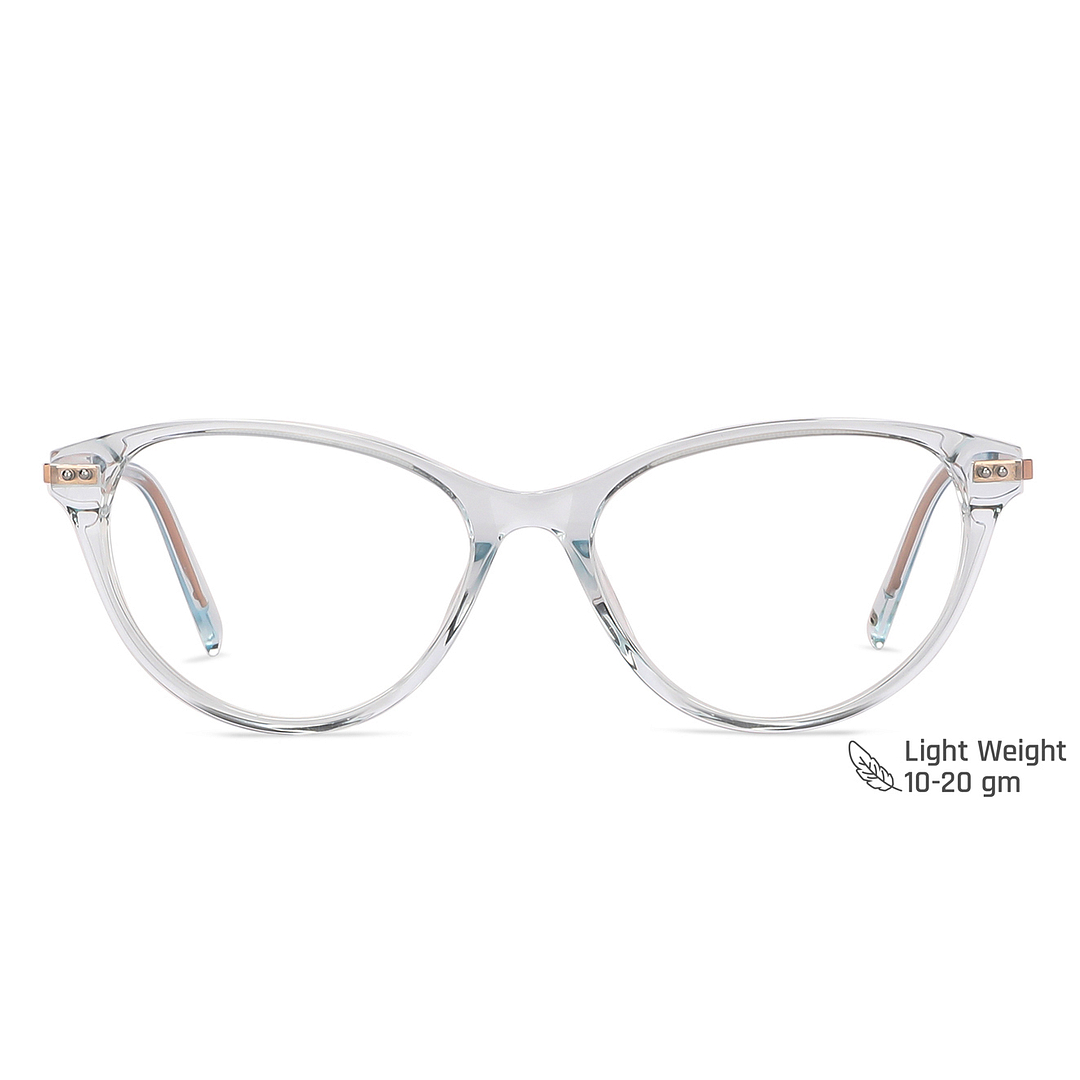 John Jacobs Online Blue Transparent Full Rim Cat Eye right side