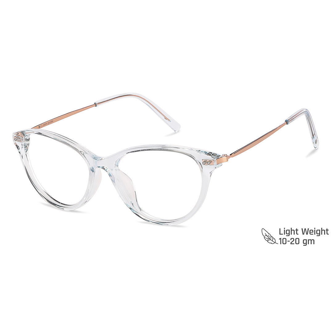 John Jacobs Online Blue Transparent Full Rim Cat Eye left side