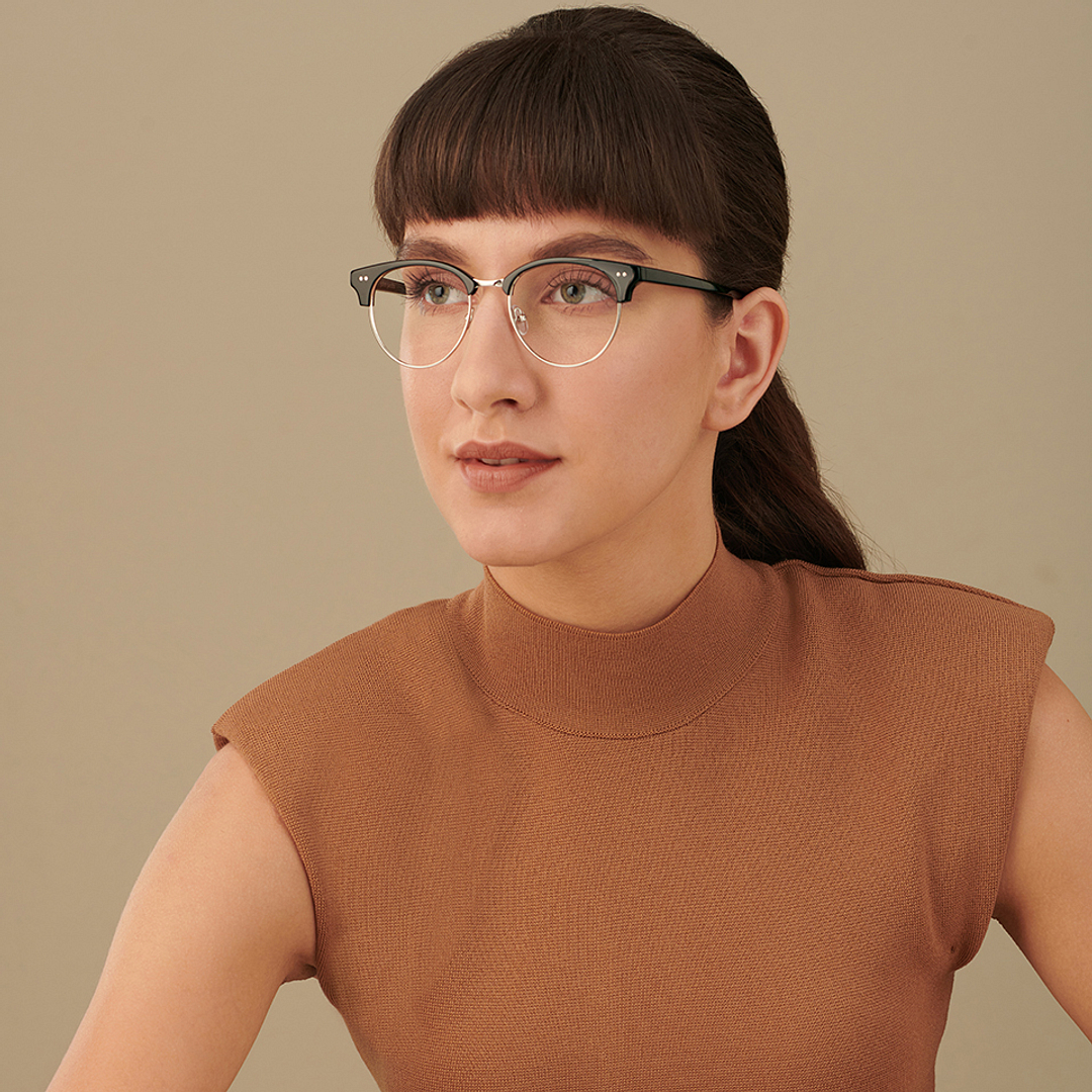 John Jacobs Dark Gunmetal Full Rim Clubmaster right side