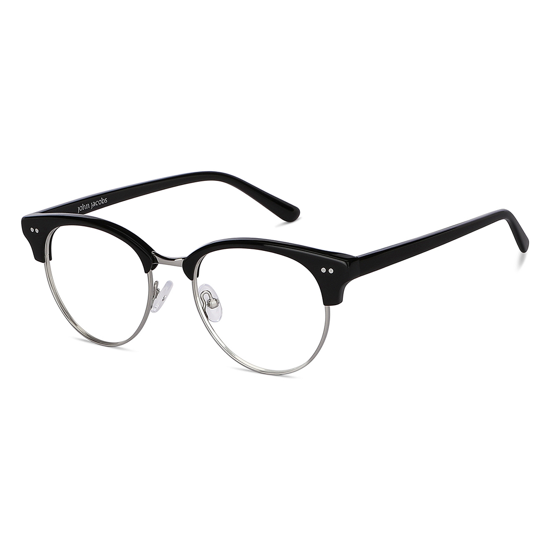 John Jacobs Dark Gunmetal Full Rim Clubmaster right side