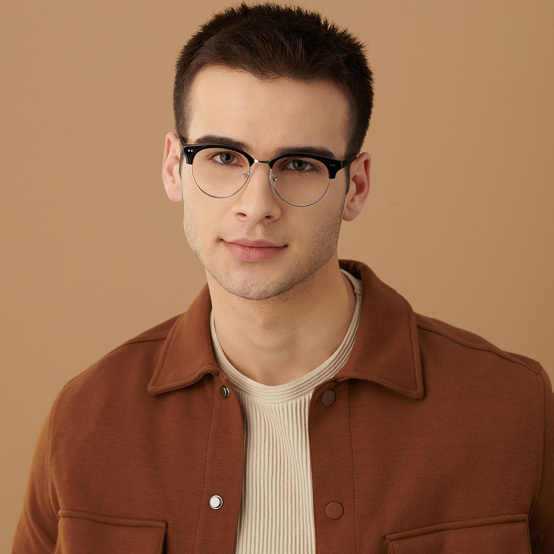 John Jacobs Dark Gunmetal Full Rim Clubmaster right side