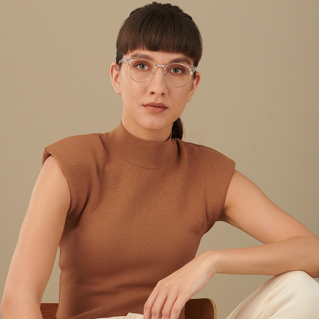 John Jacobs Online Crystal Transparent Full Rim Clubmaster left side