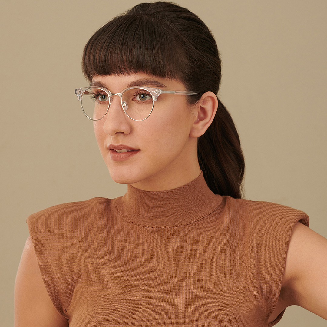 John Jacobs Online Crystal Transparent Full Rim Clubmaster right side