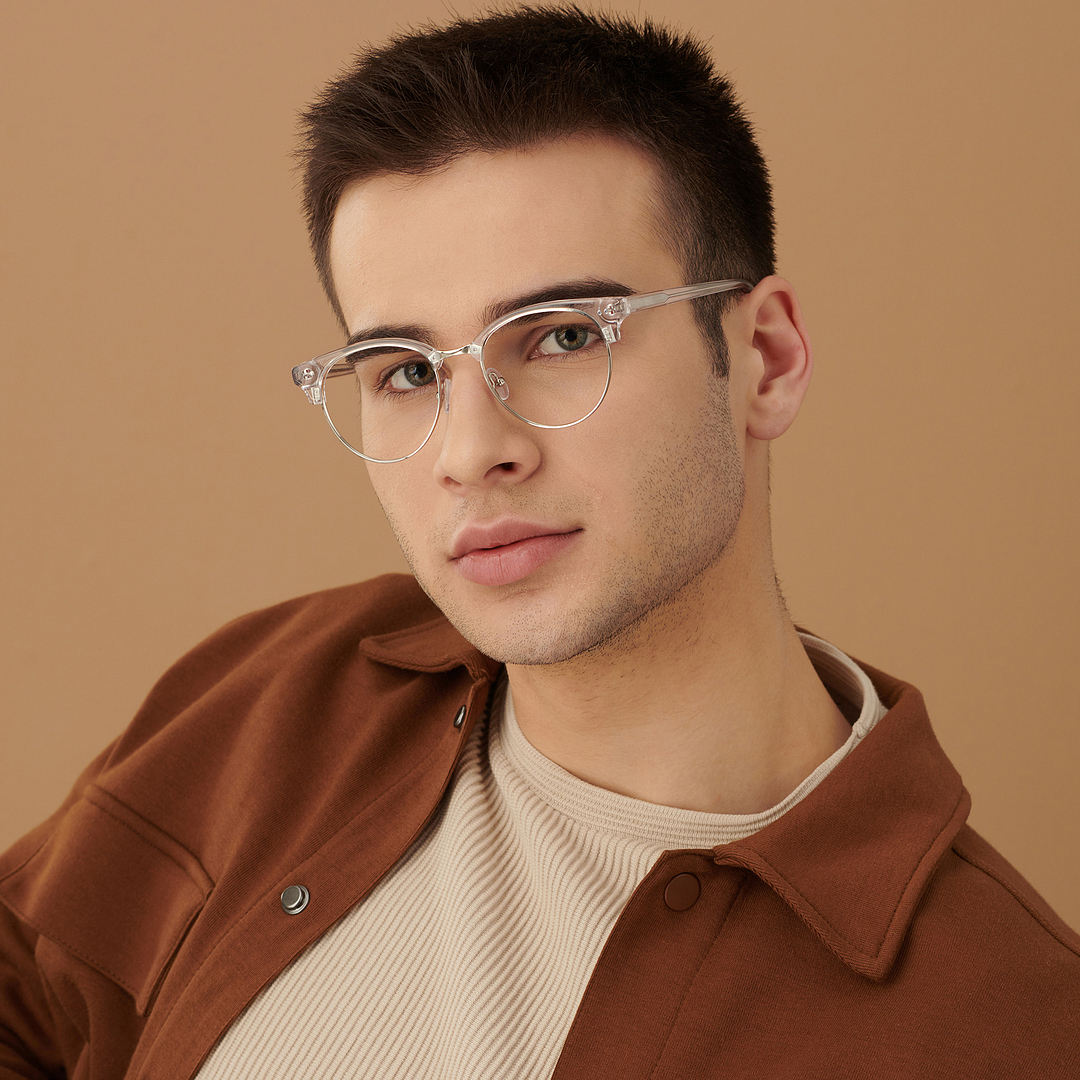 John Jacobs Online Crystal Transparent Full Rim Clubmaster left side