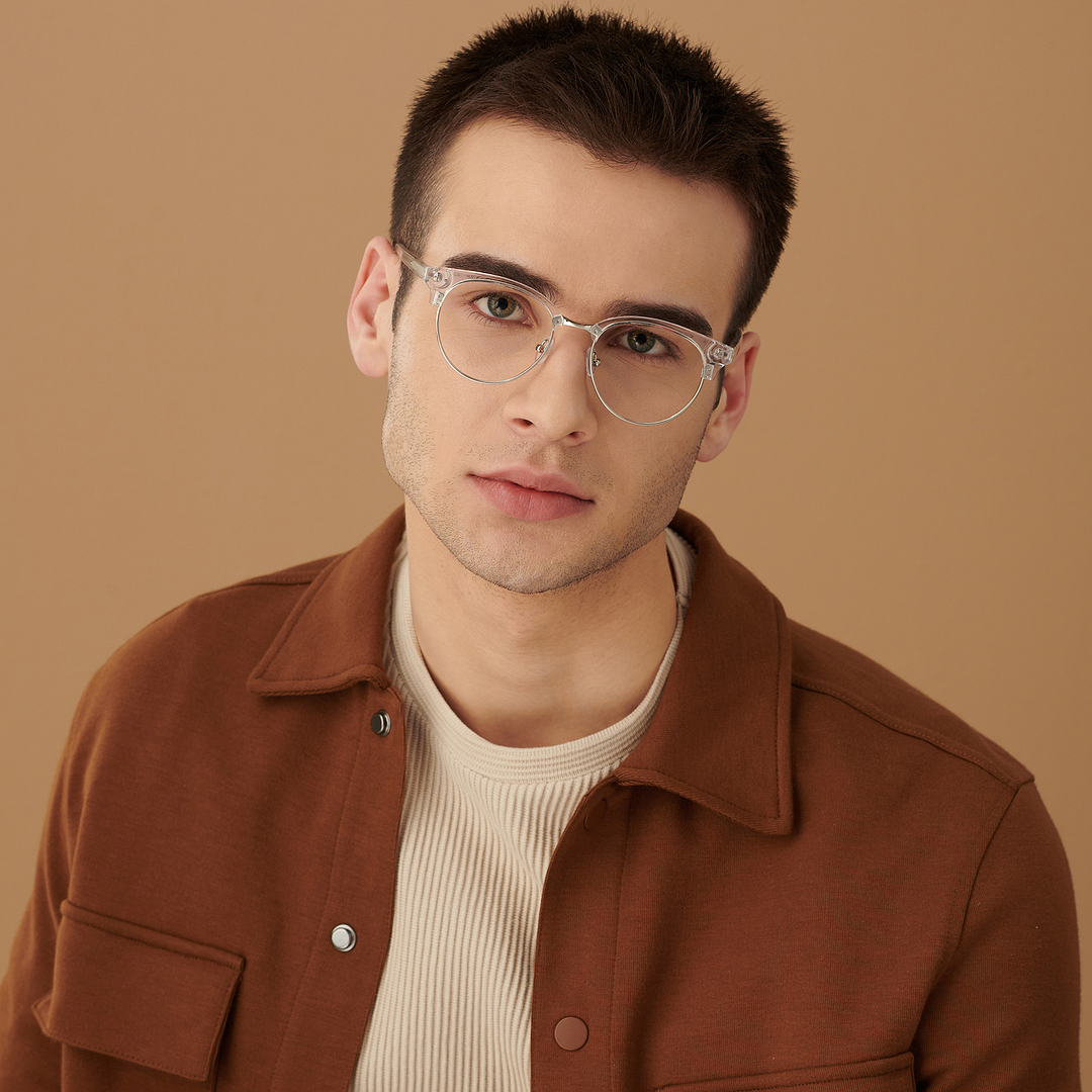 John Jacobs Online Crystal Transparent Full Rim Clubmaster right side