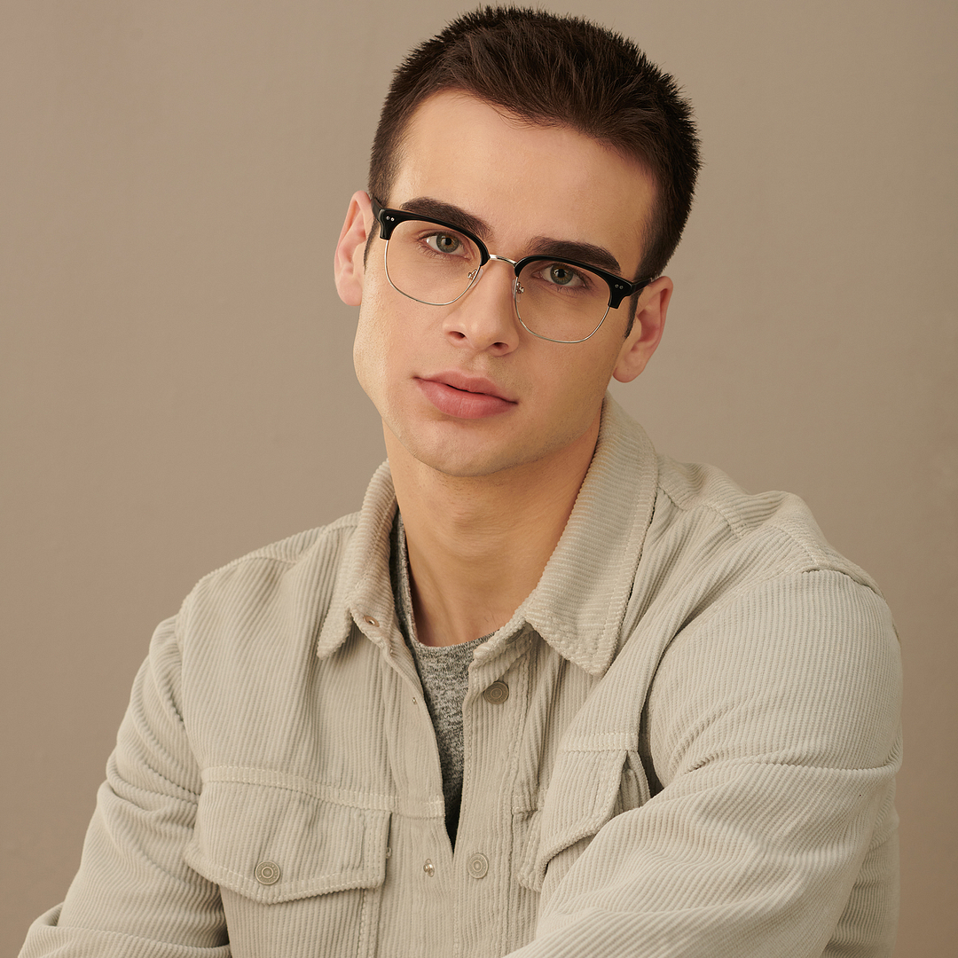 John Jacobs Dark Gunmetal Full Rim Clubmaster right side