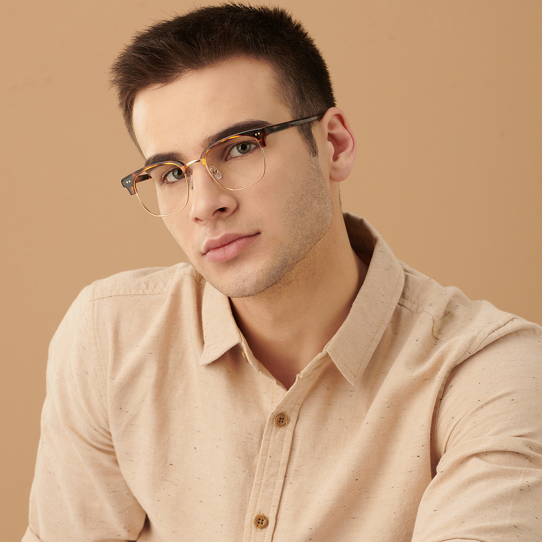 John Jacobs Online Golden Brown Full Rim Clubmaster left side